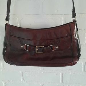 Veneto Vintage Italian Oxblood Faux Leather Y2K Baguette Shoulder Bag